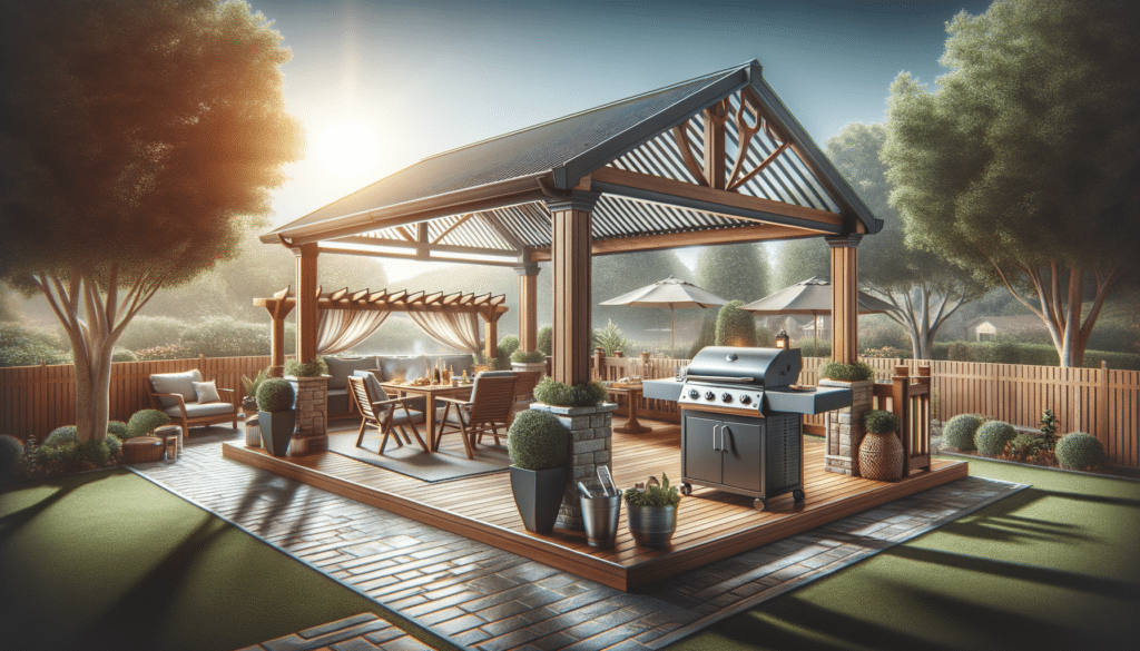 Grill gazebos, BBQ pergolas, and awnings create shaded, stylish spaces for year-round outdoor cooking fun.