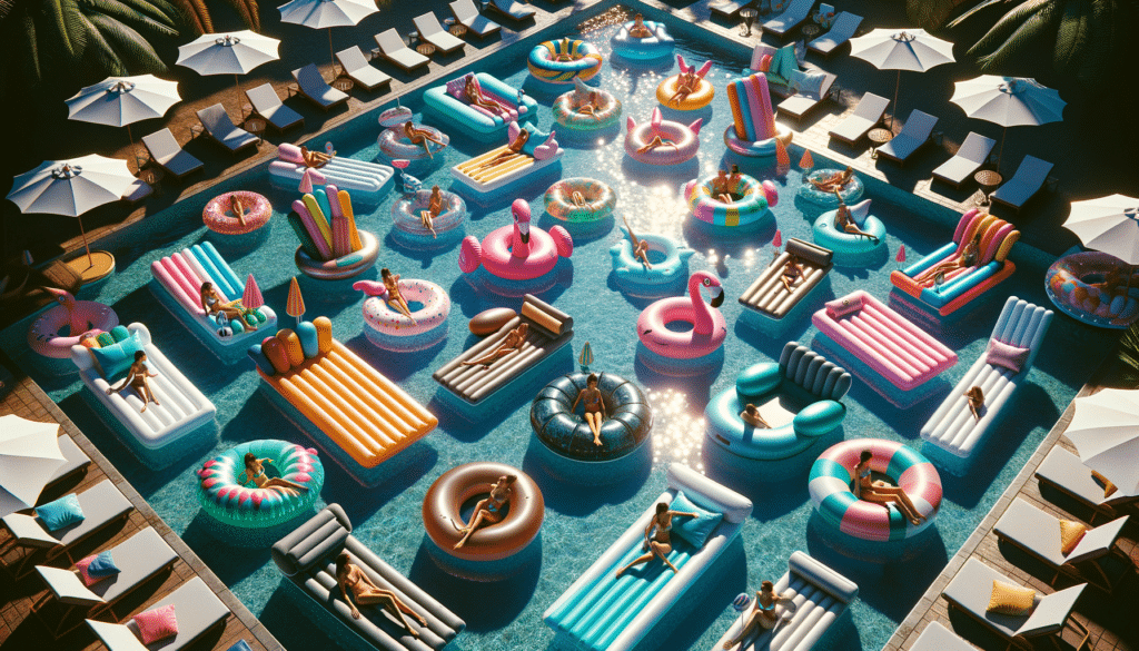 Glide across the pool in style with motorized floats and loungers